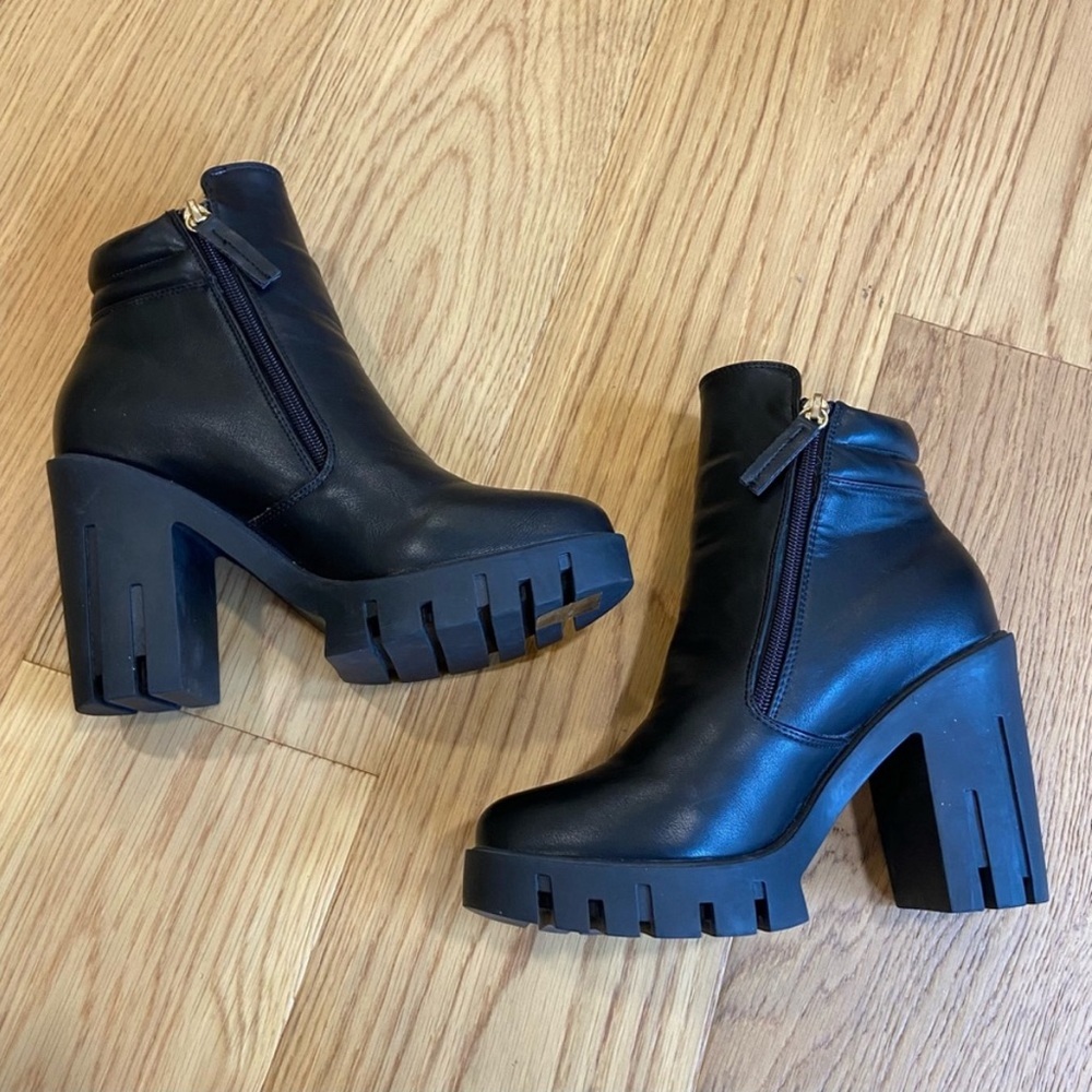 Colors of California Chunky Y2K 90s Platform Heel Boots Combat Black Womens 40